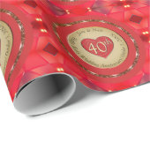 40e Ruby Wedding Jubileum Cadeaupapier (Rol Hoek)