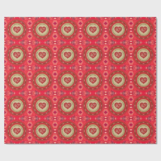 40e Ruby Wedding Jubileum Cadeaupapier (Vlak)