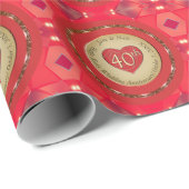 40e Ruby Wedding Jubileum Cadeaupapier (Rol Hoek)