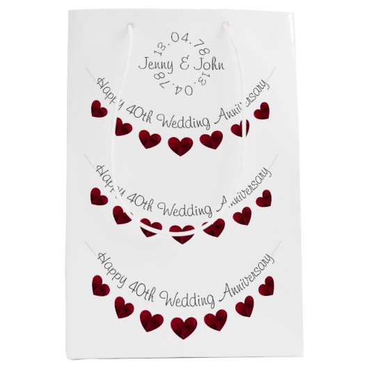 40e Ruby Wedding Jubileum-cadeautas Medium Cadeauzakje (Voorkant)