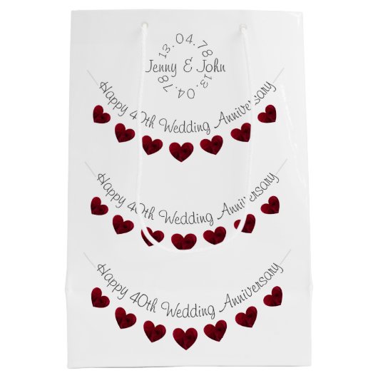 40e Ruby Wedding Jubileum-cadeautas Medium Cadeauzakje (Achterkant)