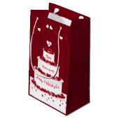 40e Ruby Wedding Jubileum cake Klein Cadeauzakje (Achterkant Gekanteld)