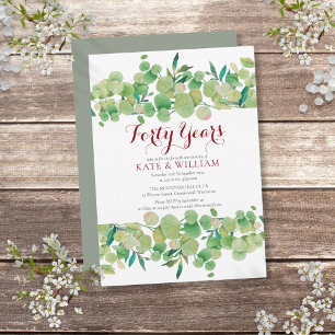 40e Ruby Wedding Jubileum Chic Greenery Kaart