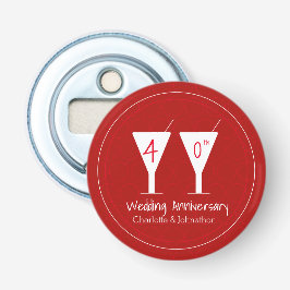 40e Ruby Wedding Jubileum cocktailglas Button Flesopener