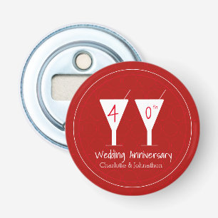 40e Ruby Wedding Jubileum cocktailglas Button Flesopener