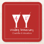 40e Ruby Wedding Jubileum cocktailontwerp Kartonnen Onderzetters (Voorkant)