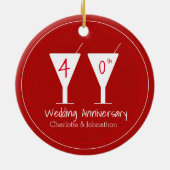 40e Ruby Wedding Jubileum cocktailontwerp Keramisch Ornament (Achterkant)