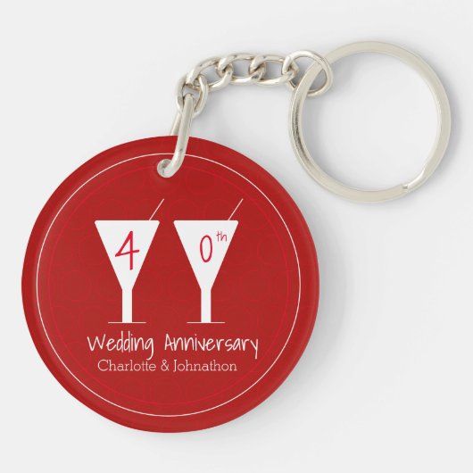 40e Ruby Wedding Jubileum cocktailontwerp Sleutelhanger (Achterkant)