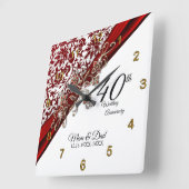 40e Ruby Wedding Jubileum Design Vierkante Klok (Hoek)