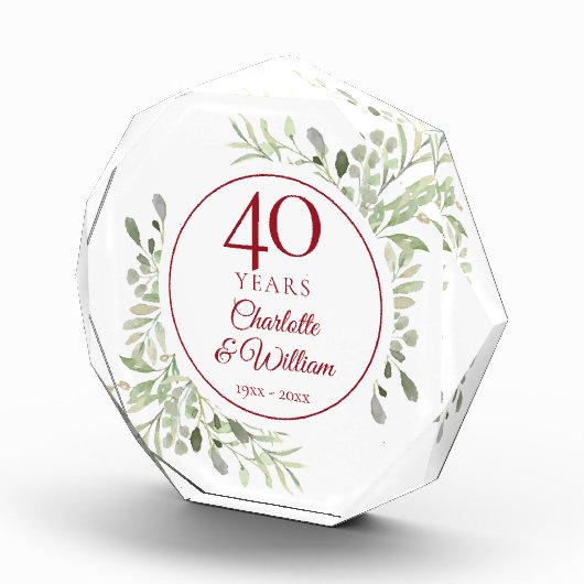 40e Ruby Wedding Jubileum Elegant Greenery Fotoblokken (Rechts)