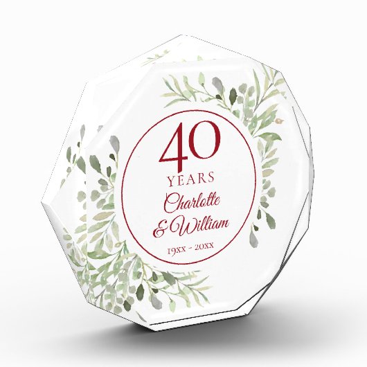 40e Ruby Wedding Jubileum Elegant Greenery Fotoblokken (Links)