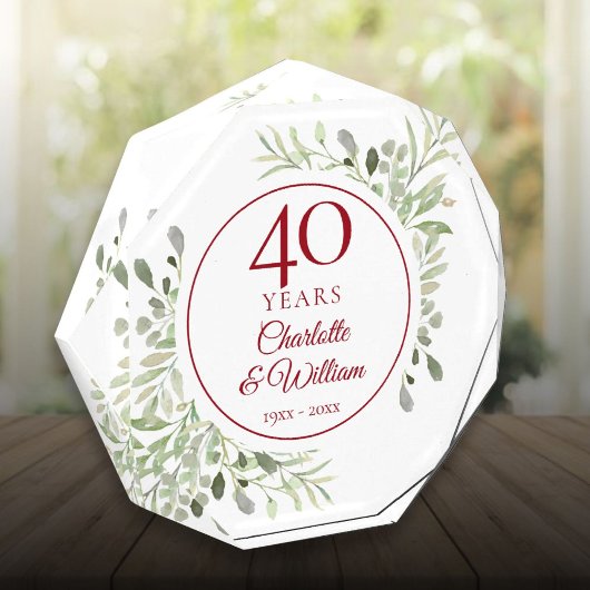 40e Ruby Wedding Jubileum Elegant Greenery Fotoblokken