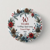 40e Ruby Wedding Jubileum Elegant Winter Ronde Button 5,7 Cm (Voorkant)