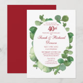40e Ruby Wedding Jubileum Eucalyptus Greenery Kaart (Voorkant / Achterkant)