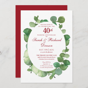40e Ruby Wedding Jubileum Eucalyptus Greenery Kaart