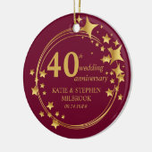 40e Ruby Wedding Jubileum Foto Gold Stars Keramisch Ornament (Links)