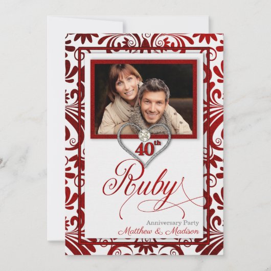 40e Ruby Wedding Jubileum Foto Kaart (Voorkant)