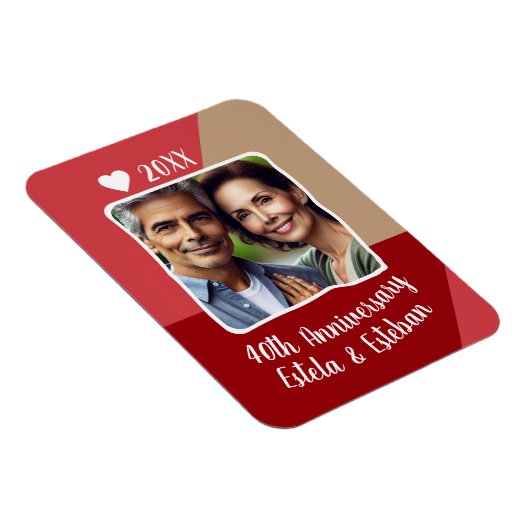40e Ruby Wedding Jubileum Foto Keepsake Magneet (Rechterzijde)