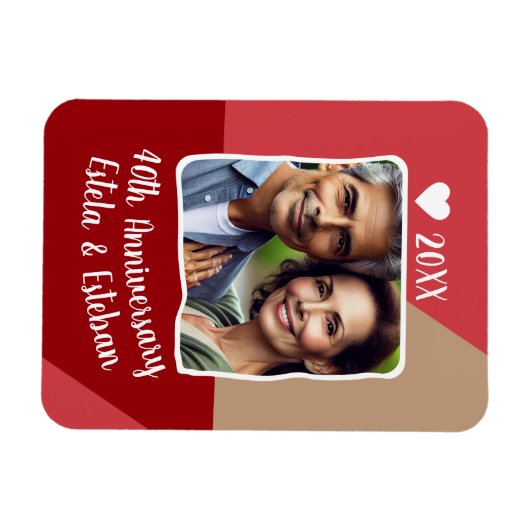 40e Ruby Wedding Jubileum Foto Keepsake Magneet (Horizontaal)