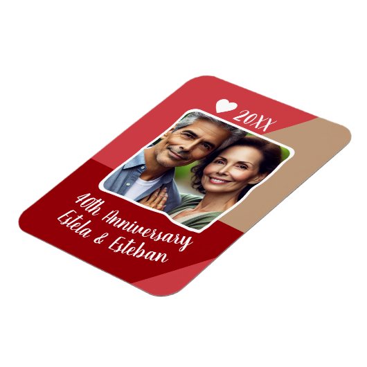 40e Ruby Wedding Jubileum Foto Keepsake Magneet (Linkerzijde)
