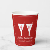 40e Ruby Wedding Jubileum glasontwerp Papieren Bekers (Achterkant)