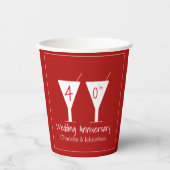40e Ruby Wedding Jubileum glasontwerp Papieren Bekers (Voorkant)