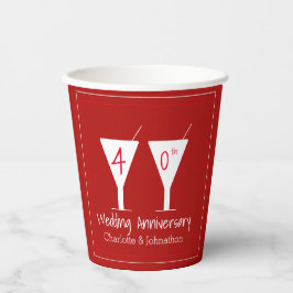 40e Ruby Wedding Jubileum glasontwerp Papieren Bekers