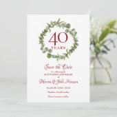 40e Ruby Wedding Jubileum Greenery Garland Save The Date (Staand voorkant)