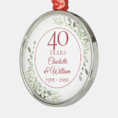 40e Ruby Wedding Jubileum Greenery Metalen Ornament (Links)