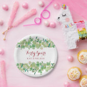 40e Ruby Wedding Jubileum Greenery Papieren Bordje (Feest)