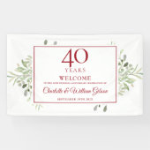 40e Ruby Wedding Jubileum Greenery Welkom Spandoek (Horizontaal)