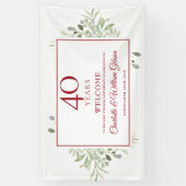 40e Ruby Wedding Jubileum Greenery Welkom Spandoek (Verticaal)