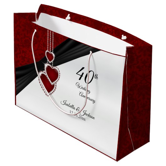 40e Ruby Wedding Jubileum - Groot Large Cadeautasje (Achterkant Gekanteld)