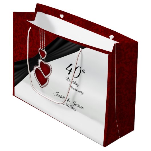 40e Ruby Wedding Jubileum - Groot Large Cadeautasje (Voorkant Gekanteld)