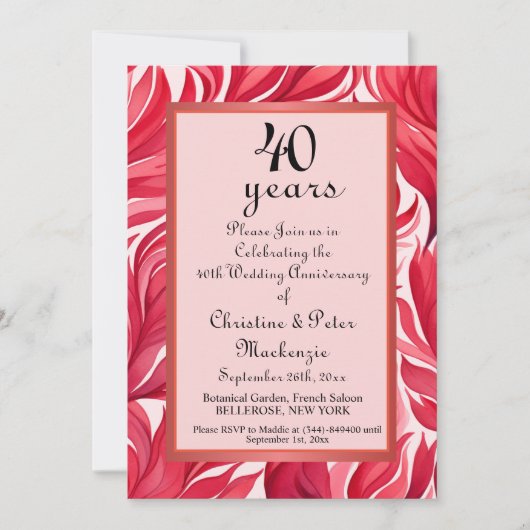 40e Ruby Wedding Jubileum Kaart (Voorkant)