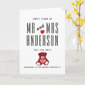 40e RUBY Wedding Jubileum Kaart op maat (Gele Bloem)