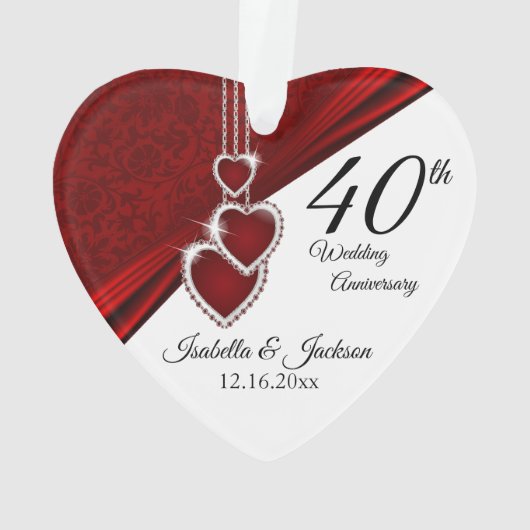 40e Ruby Wedding Jubileum Keepslag Ornament (achterkant)