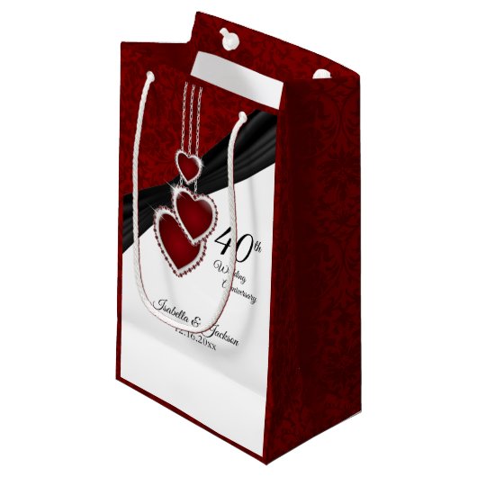 40e Ruby Wedding Jubileum - Klein Cadeauzakje (Voorkant Gekanteld)
