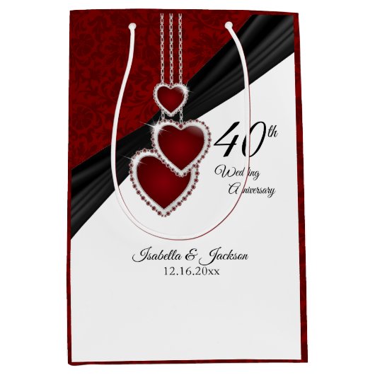 40e Ruby Wedding Jubileum Medium Cadeauzakje (Voorkant)