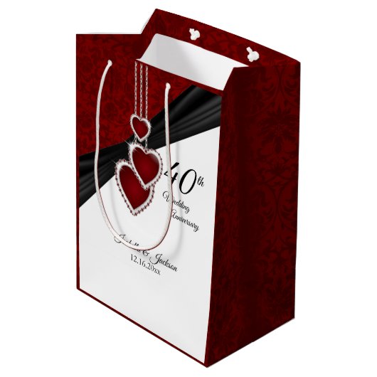40e Ruby Wedding Jubileum Medium Cadeauzakje (Achterkant Gekanteld)