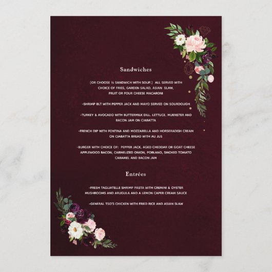 40e Ruby Wedding Jubileum Menu (Achterkant)