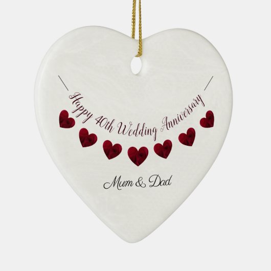 40e Ruby Wedding Jubileum mum & dad Keramisch Ornament (Rechts)