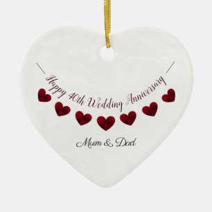 40e Ruby Wedding Jubileum mum & dad Keramisch Ornament