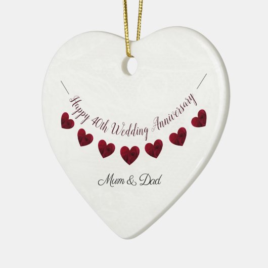 40e Ruby Wedding Jubileum mum & dad Keramisch Ornament (Links)