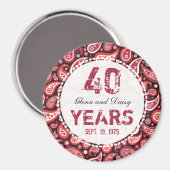 40e Ruby Wedding Jubileum Paisley Pattern Magneet (Voorkant / Achterkant)