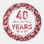 40e Ruby Wedding Jubileum Paisley Pattern Magneet (Voorkant)