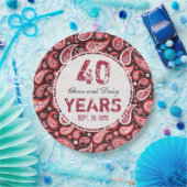 40e Ruby Wedding Jubileum Paisley Pattern Papieren Bordje (Feest)