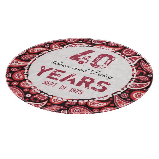 40e Ruby Wedding Jubileum Paisley Pattern Snijplank (Hoek)