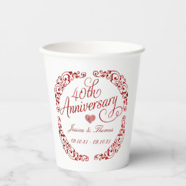 40e Ruby Wedding Jubileum Papieren Bekers