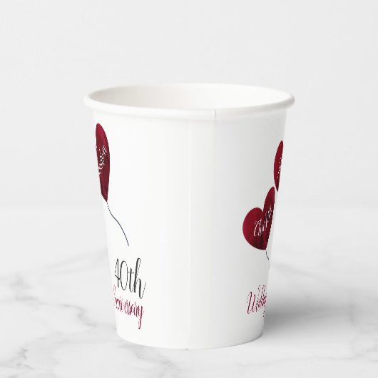 40e Ruby Wedding Jubileum Papieren Bekers (Rechts)